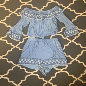 American Eagle Two Piece Embroidered Outfit